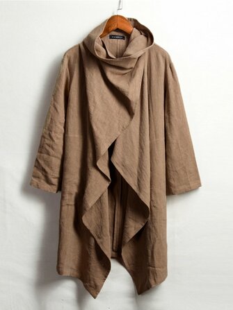 Mens cor sólida irregular tendência respirável manga longa c