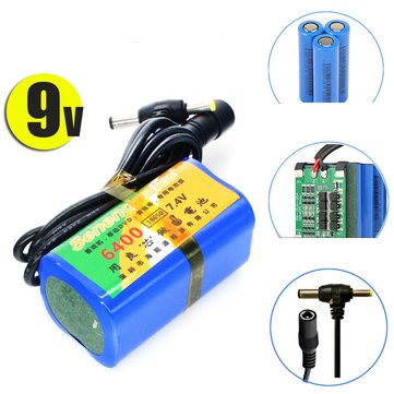 7.4V 6400mAh Power Bank18650 LiPo Battery Pack 2S DC 4.0mm 5.5mm Plug Security for FPV Fatshark Aomway Skyzone Goggles