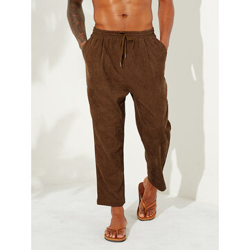 Heren Corduroy trekkoord effen kleur Vintage broek