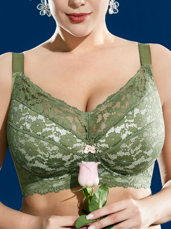 Полное Покрытие Цветочные Кружева Полые Регулируемый Push Up Бра