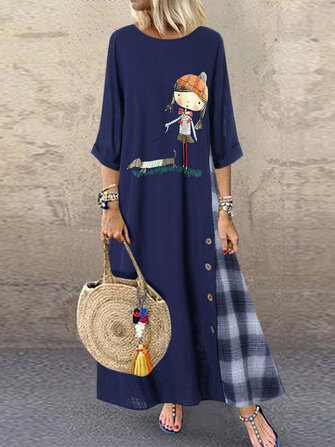 Robe décontractée à carreaux à carreaux pour femmes