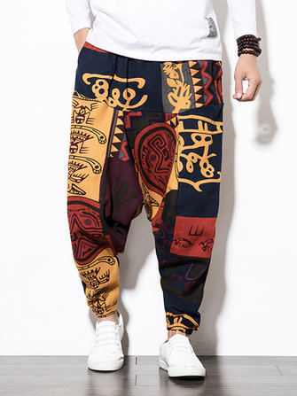 Heren katoenen linnen vintage harembroek Hiphop broek