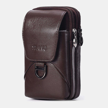 Hombres&nbsp;Piel&nbsp;Genuina&nbsp;Cintura&nbsp;multifuncional&nbsp;Bolsa Teléfono Bolsa