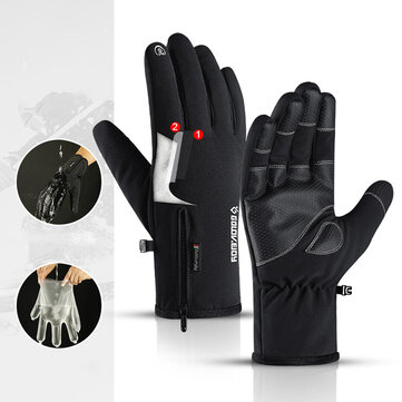 Nuevo al aire libre Impermeable Guantes Quarter Zipper Touch Screen Men y Mujer Riding Warm Sports Senderismo Esquí Plus Engrosamiento