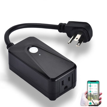 Bakeey Wifi Ao ar livre &Agrave; prova d '&aacute;gua Tomada Graffiti Smart American Standard Timing remoto Controle de voz Interruptor da l&acirc;mpada Plugue do interruptor da faixa de energia Trabalho com Alexa Google Home