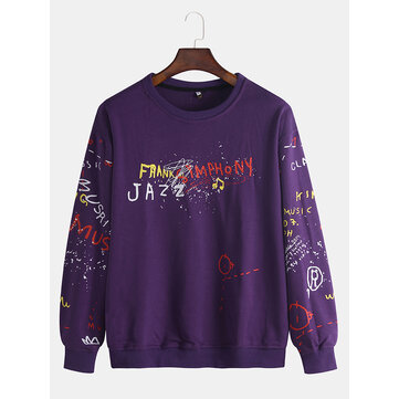 Męska nowa moda Graffiti Pullover Letter Print Large Si