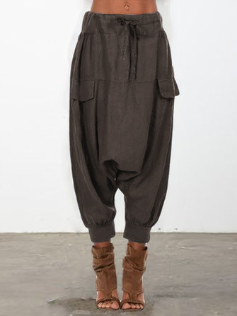 Nedensel Gevşek Elastik Bel Harem Pantolon