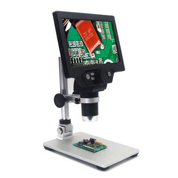 MUSTOOL G1200 Digital Microscope 12MP 7 Inch Large Color Screen Large Base LCD Display 1-1200X Continuous Amplification Magnifier with Aluminum Alloy Stand Power Supply Version