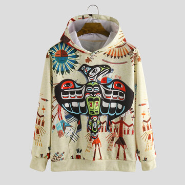 Casualowa bluza z kapturem z nadrukiem postaci jesienią