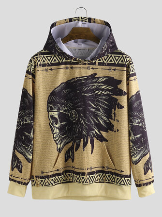 شخصيات القبيلة الرجال مطبوعة بلوزات هوديس طويلة الأكمام