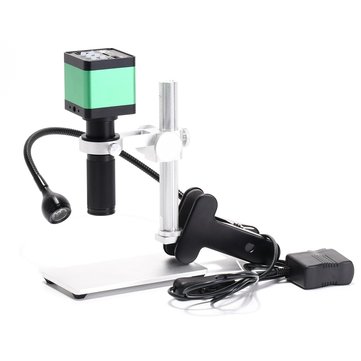 HAYEAR 48MP Digital Industrial Video Microscope Camera + 100X C-mount Lens + 56 LED Ring Light For Soldering Repair+ Stand Holder