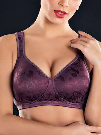 FULLGLADY Plus Größe Wireless Printed Lace-Trim Straps BH