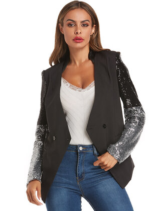 Dames Feest Verloop Pailletten Mouw Mode Pakken Jassen