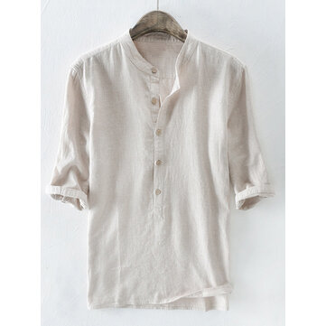 Homens&nbsp;100%&nbsp;algodão&nbsp;solto&nbsp;meia&nbsp;manga Casual T-shirts