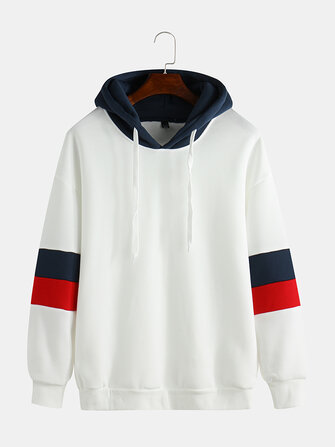 Felpe con cappuccio allentate casual a maniche lunghe con coulisse Hit Colour da uomo S