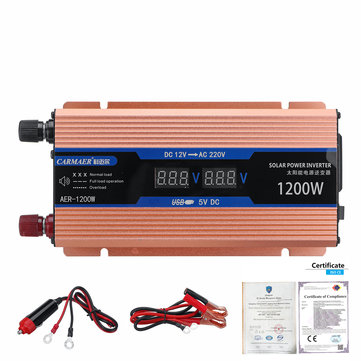 2 LED Dispaly 1200W Peak Intelligent Power Converter Car Inverter Power Supply Inverter For Car/Househould
