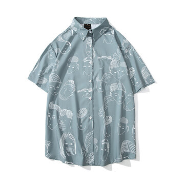 Женщины с коротким рукавом граффити с принтом Гавайи Пляжный повседневная блузка