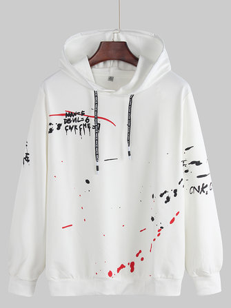 Beiläufiger Buchstabe Pringting der Männer mit Kapuze Drawstring-Sweatshirt