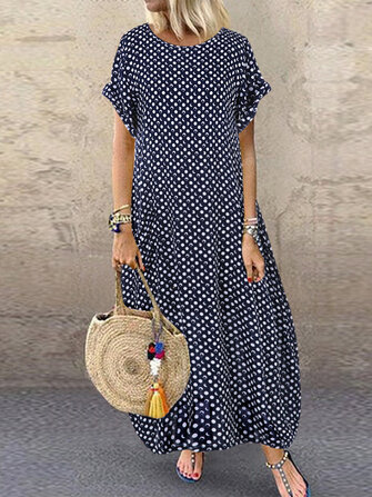 Polka Dot Print Maxi Kleid