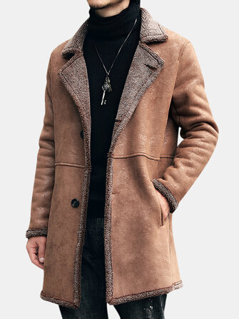 Herren&nbsp;Mid&nbsp;Long&nbsp;Faux&nbsp;Chamois&nbsp;Leder Trenchcoat Wildlederjacke