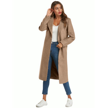 Mulheres Inverno Turn-down Collar Commute Work Di&aacute;rio Casual Casacos de l&atilde;