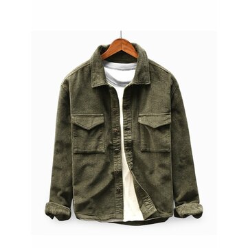 Męskie&nbsp;sztruksowe&nbsp;kieszenie&nbsp;w&nbsp;stylu&nbsp;vintage Luźne wygodne płaszcze