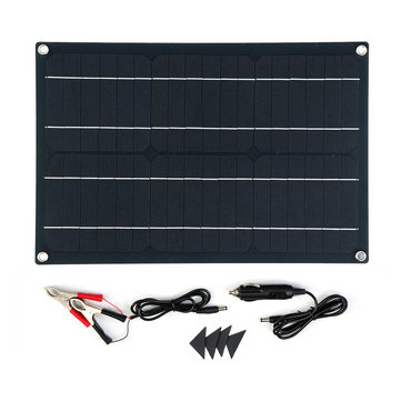 20W Waterproof Solar Panel Matte Texture Car Emergency Charger WIth 4 Protective Corners Dual USB+DC
