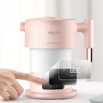 Deerma DEM-F300 100-240V Rosa Digitaler Bildschirm, der tragbaren Wasserkocher f&uuml;r die Reise faltet 