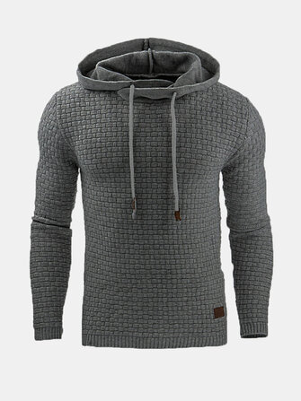 Sudaderas con Capucha de Moda de Jacquard C&aacute;lidas para Hombres Sudaderas de Deporte de Manga Larga de Color S&oacute;lido Casual