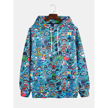 Fashion Graffiti afdrukken Hooded Sweatshirt met lange mouwen