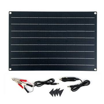 30W Waterproof Solar Panel Matte Texture Car Emergency Charger WIth 4 Protective Corners Dual USB+DC
