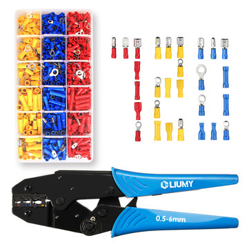 LIUMY Insulated Cable Terminals Crimping Pliers Cable Lugs Set with 700 Pieces Electrical Connectors Crimp Connectors Assortment 0.5 - 6 mm²