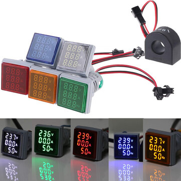 Geekcreit® 3 en 1 AC 60-500V 100A Voltmètre Ampèremètre HZ Hertz Fréquencemètre 22mm Ampoule de courant numérique Indicateur de lampe LED Indicateur de lampe avec CT