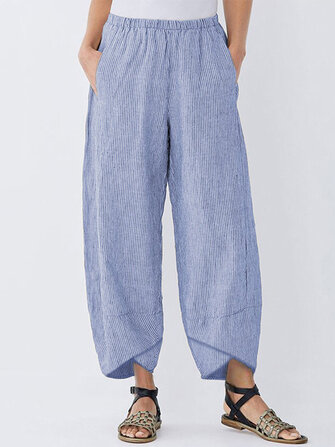 Kadın Elastik Bel Çizgili Harem Pantolon