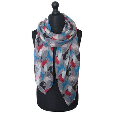 猫柄スカーフスタイリッシュな猫柄ショール