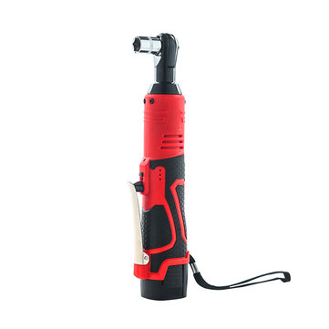3/8'' 18V 60N.m Cordless Ratchet 90° Right Angle Wrench Tool Portable Electric LED Wrench with 2X Li-ion Battery 7 Socket Set