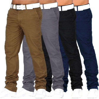 Erkek Düzenli Fit Kotlar Pantolon Chino Business Casual Örgün Pantolon Uzun Pantolon