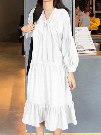 Robe chemise plissée ample mi-longue pour femme