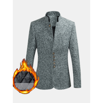 Mens&nbsp;Plus&nbsp;tamaño&nbsp;engrosado&nbsp;cálido&nbsp;collar del soporte elegante Blazer Ja